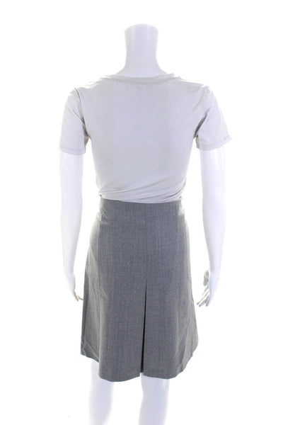 Piazza Sempione Womens Pleated Fit & Flare Skirt Gray Wool Size IT 46