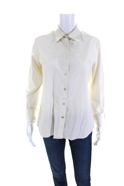 Fitwell The Peninsula Womens Long Sleeve Button Up Shirt Blouse Ivory Size Small