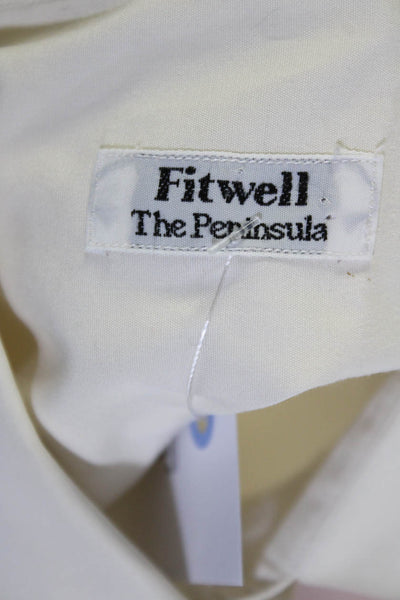 Fitwell The Peninsula Womens Long Sleeve Button Up Shirt Blouse Ivory Size Small