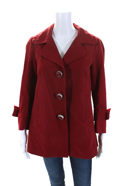 Gerard Darel Womens Long Woven Snap Blazer Jacket Red Cotton Size FR 40