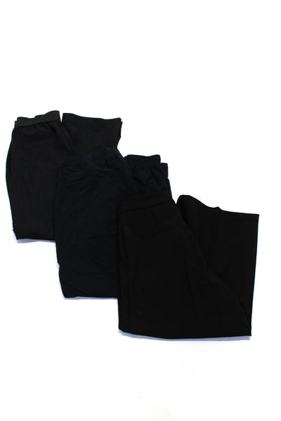 Zara Womens Pinstriped Pleated Straight Leg Pants Navy Blue Black Large XL Lot 3