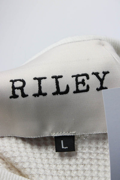Riley Womens Long Sleeve Crew Neck 1880 Waffle Knit Shirt White Size Large