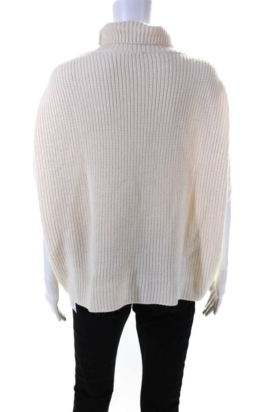 Ange Wimenbs Short Sleeve Oversized Ribbed Knit Turtleneck Top White One Size