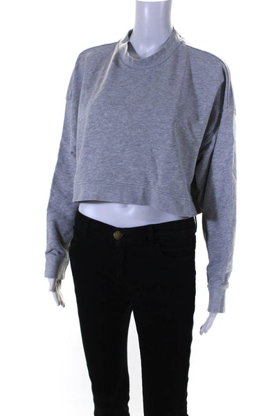 We Wore What Womens Long Sleeve Crew Neck Sweatshirt Gray Cotton Size Large