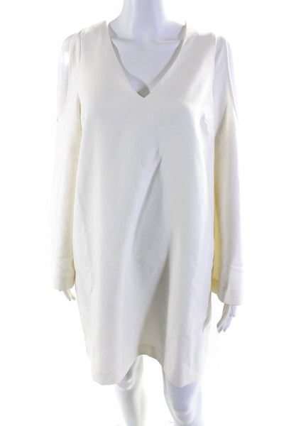 Rachel Rachel Roy Women's V-Neck Cold Shoulder A-Line Mini Dress White Size M