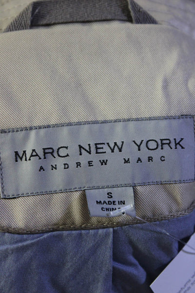 Marc New York Womens Cotton Buttoned Collared Long Sleeve Jacket Beige Size S