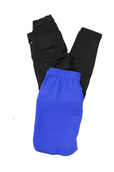 Hudson J Crew Womens Ribbed Buttoned Skinny Pants Skirt Black Size 28 4 Lot 2