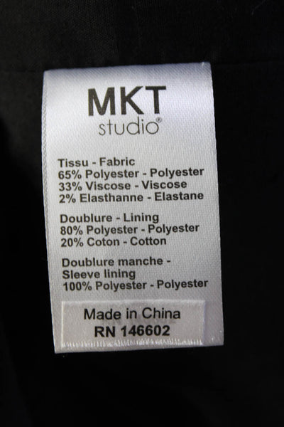 Mkt Studio Womens Plaid Print One Button Short Blazer Jacket White Black Size 38