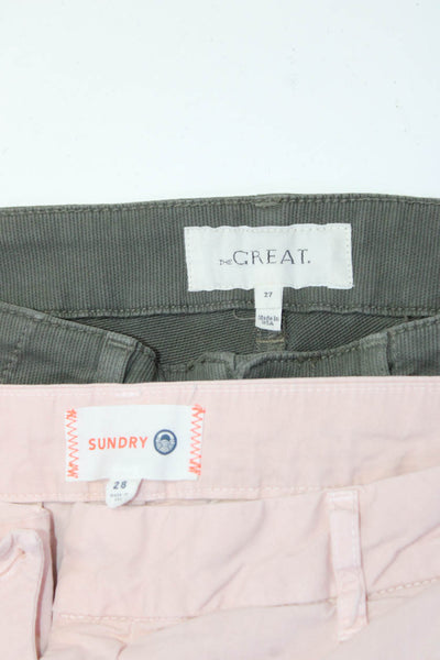 Sundry The Great Womens Cotton Straight Leg Pants Pink Green Size 28 27 Lot 2