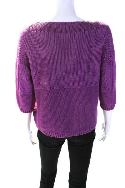 Lafayette 148 New York Womens Half Sleeve Scoop Neck Boxy Sweater Pink Petite