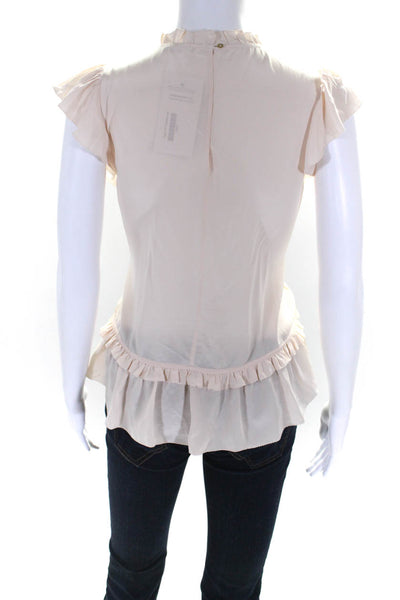 Ulla Johnson Silk Lace Flutter Sleeve Crew Neck Blouse Top Pale Pink Size 4
