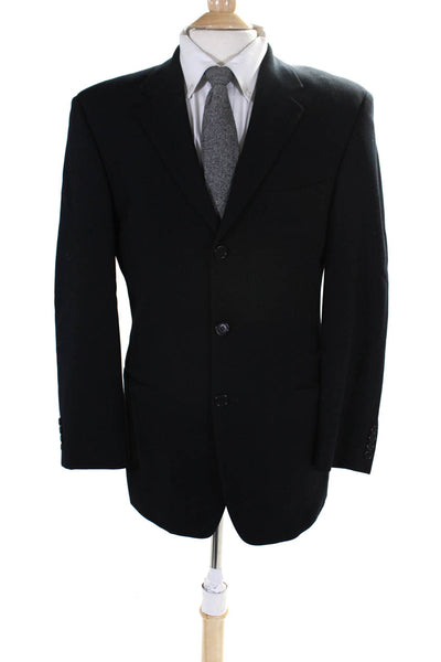Boss Hugo Boss Mens Dark Navy Wool Two Button Long Sleeve Blazer Jacket Size 38R