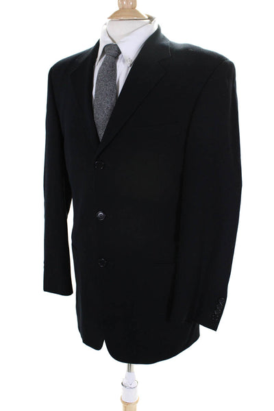 Boss Hugo Boss Mens Dark Navy Wool Two Button Long Sleeve Blazer Jacket Size 38R