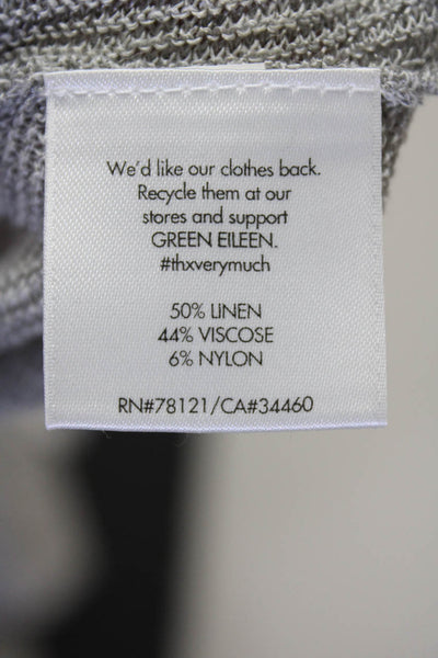 Eileen Fisher Womens Linen Jersey Knit Scoop Neck Blouse Top Gray Size XS