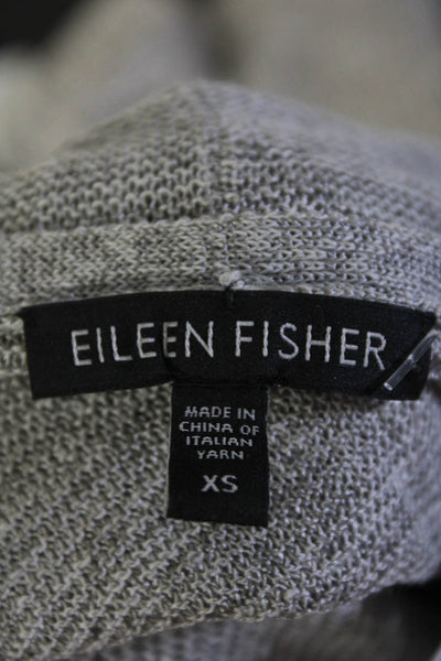 Eileen Fisher Womens Linen Jersey Knit Scoop Neck Blouse Top Gray Size XS