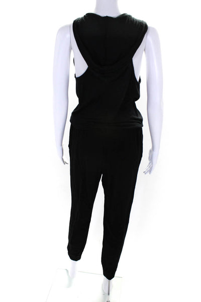 Splendid Womens Jersey Sleeveless Scoop Neck Drawstring Jumpsuit Black Size XS