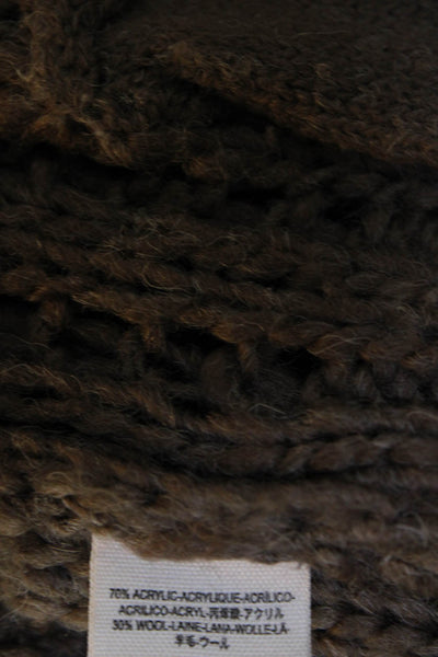 Free People Womens Open Knit Fringe Hem Cardigan Sweater Top Dark Taupe Size S