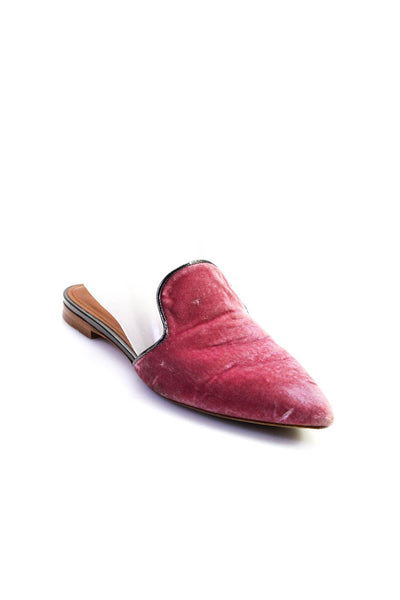 Malone Souliers Womens Leather Trim Velvet Slide One Mules Flats Pink Size 38 8