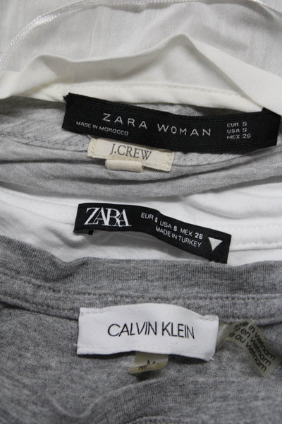 Zara J Crew Calvin Klein Womens Short Sleeved Tops White Gray Size S M Lot 4