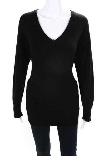 Equipment Femme Womens Cashmere Knit Long Sleeve V-Neck Sweater Black Size S