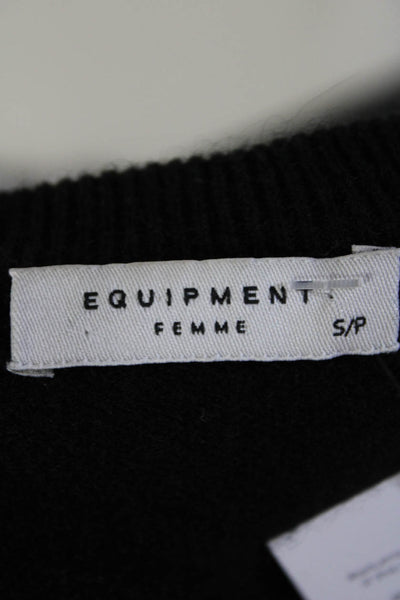 Equipment Femme Womens Cashmere Knit Long Sleeve V-Neck Sweater Black Size S