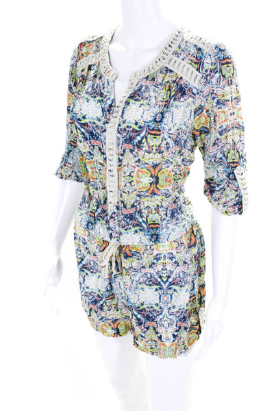 Twelfth Street by Cynthia Vincent Womens Abstract Print Romper Multicolor Size M