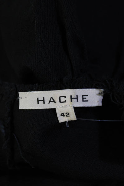 Hache Womens Raw Hem Sleeveless Cutout Back Relaxed Tank Blouse Black Size 42