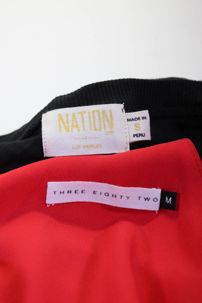 Nation LTD Three Eighty Two Womens One Shoulder Tops Black Red Size S M Lot 2