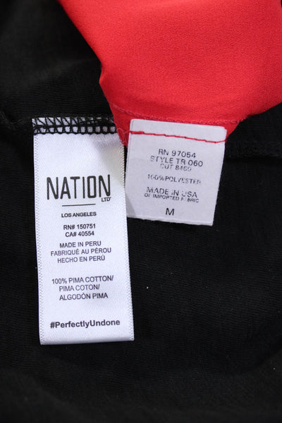 Nation LTD Three Eighty Two Womens One Shoulder Tops Black Red Size S M Lot 2