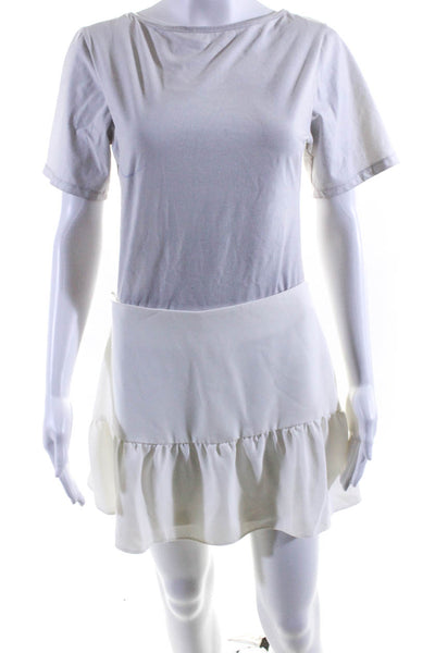 Amanda Uprichard Womens High Rise Pleated Ruffled Short Mini Skort White Size M