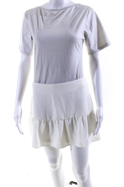 Amanda Uprichard Womens High Rise Pleated Ruffled Short Mini Skort White Size M