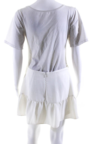 Amanda Uprichard Womens High Rise Pleated Ruffled Short Mini Skort White Size M