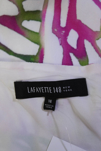 Lafayette 148 New York Women's Abstract Print A-line Dress Green Size 16