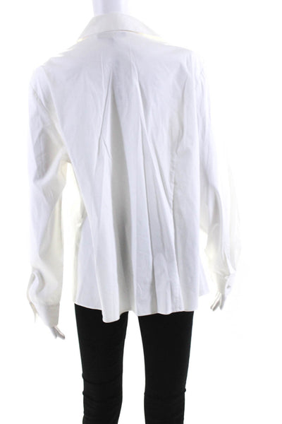 Lafayette 148 New York Women's Cotton Ruffle Button Down Blouse White Size 14
