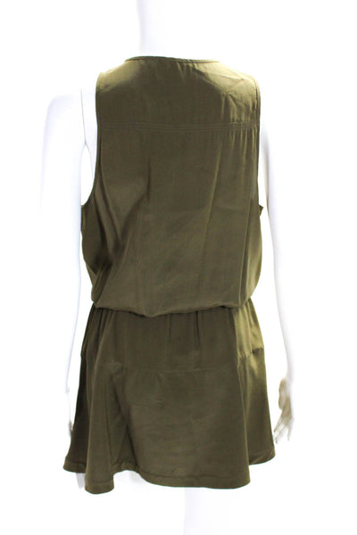 ALC Womens Crew Neck Sleeveless Elastic Waist Drop Waist Dress Olive Size Medium