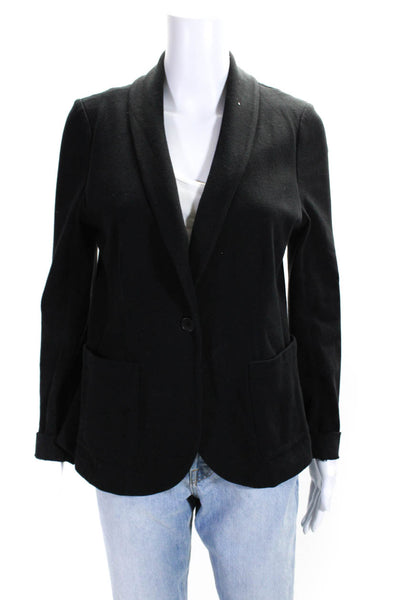 Kinly Womens Unlined Knit One Button Blazer Jacket Black Size Medium