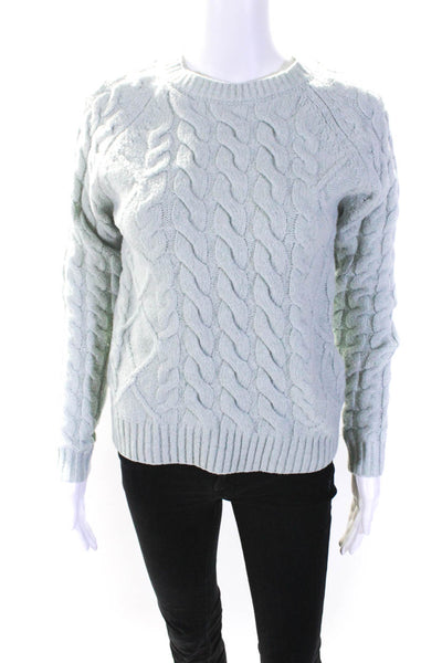 Rachel Zoe Womens Crew Neck Chenille Cable Knit Sweater Mint Green Size XS