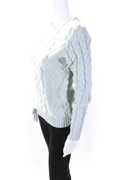 Rachel Zoe Womens Crew Neck Chenille Cable Knit Sweater Mint Green Size XS