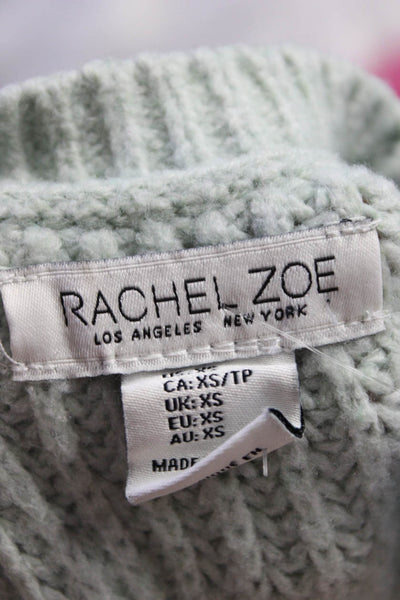 Rachel Zoe Womens Crew Neck Chenille Cable Knit Sweater Mint Green Size XS