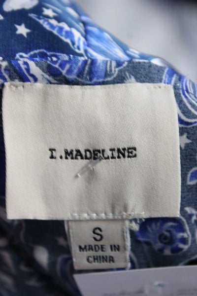 I.Madeline Womens Strapless Seashell Print Satin Romper Blue White Size Small