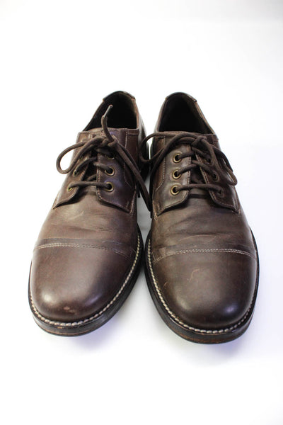 Cole Haan Mens Round Toe Leather Lace Up Derby Shoes Dark Brown Size 9