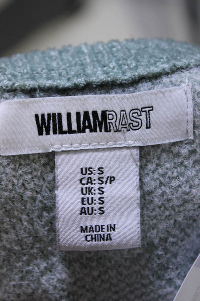 William Rast Womens Cropped Intarsia Chenille Sweater Green White Size Small