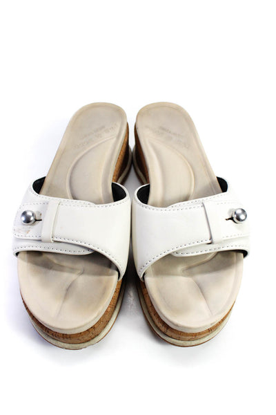 Rag & Bone Women's Leather Platform Peep Toe Buckle Sandals White Size 9