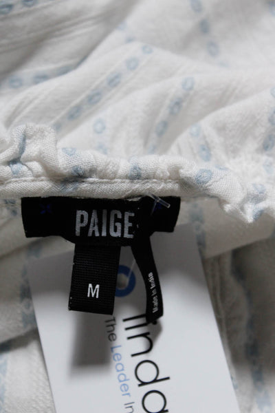 Paige Womens Cotton Striped V-Neck Short Sleeve A-Line Dress White Size M