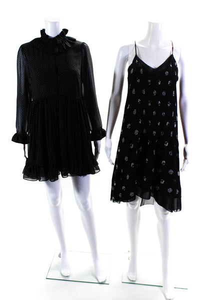 Zara Club Monaco Womens Polka Dot Ruffle Trim Dress Black Size XS 0 Lot 2