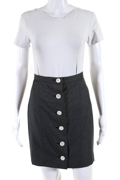 Gianfranco Ferre Womens 100% Wool Buttoned A Line Short Skirt Gray White Size 38