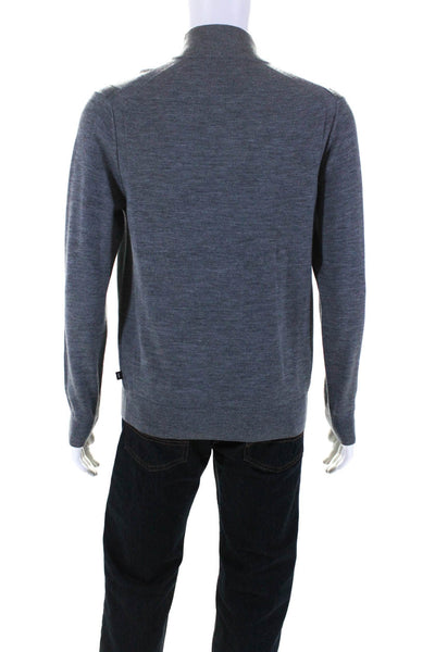 Michael Kors Mens Quarter Zip Turtleneck Pullover Sweater Gray Wool Size Medium