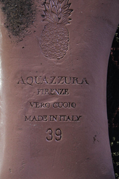 Aquazzurra Womens Embroidered Pointed Toe Lace Up Flats Multicolor Size 9US 39EU