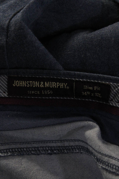 Johnston & Murphy Mens Slim Fit Casual Pants Blue Cotton Size 34