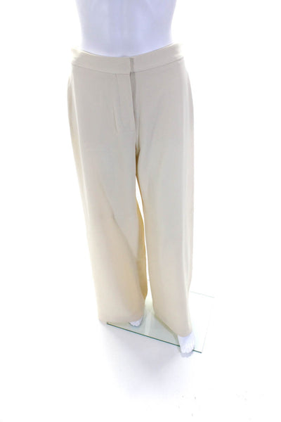 Stella McCartney Womens Ivory Wool High Rise Wide Leg Dress Pants Size 42